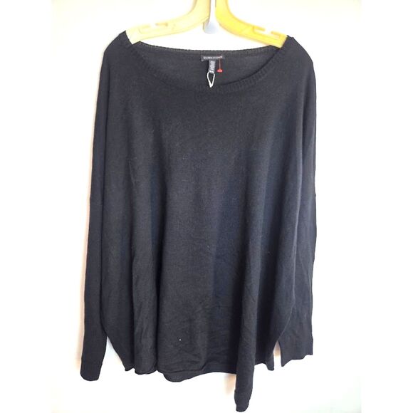 Eileen Fisher Sweaters - NWT Eileen Fisher Black Bateau Neck 100% Wool Knit Tunic Sweater size XL